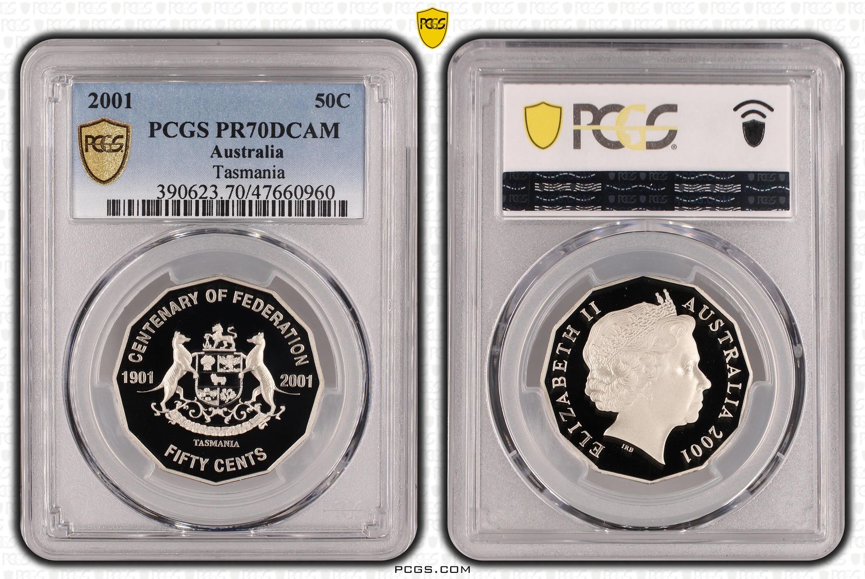 Elizabeth II, Tasmania, Fifty Cent, 2001, PCGS PR70DCAM