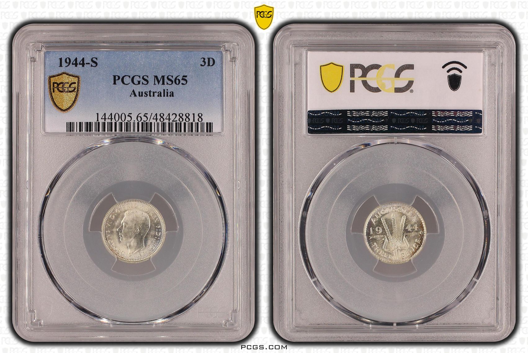 Threepence, 1944-S, PCGS MS 65