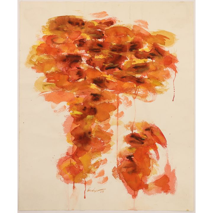 Byron Gardner ''Orange Trees'' 1959 Watercolor on Paper 21.5''x18''
