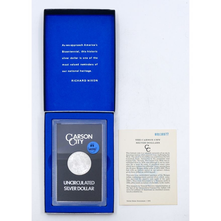 US 1880-CC Carson City Morgan Silver Dollar GSA Cased in Box with Cert.