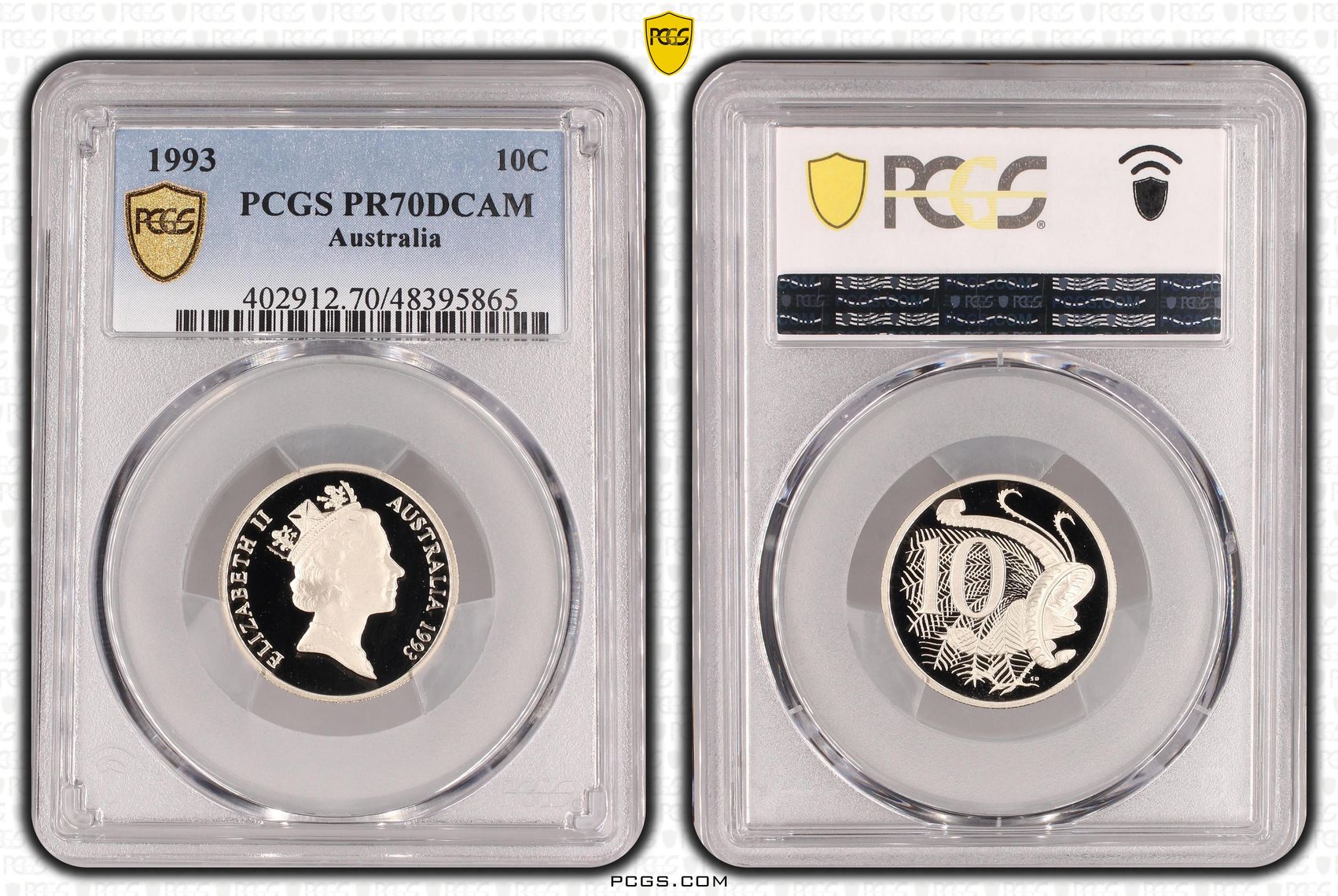 Elizabeth II, Ten Cent, 1993, PCGS PR70DCAM