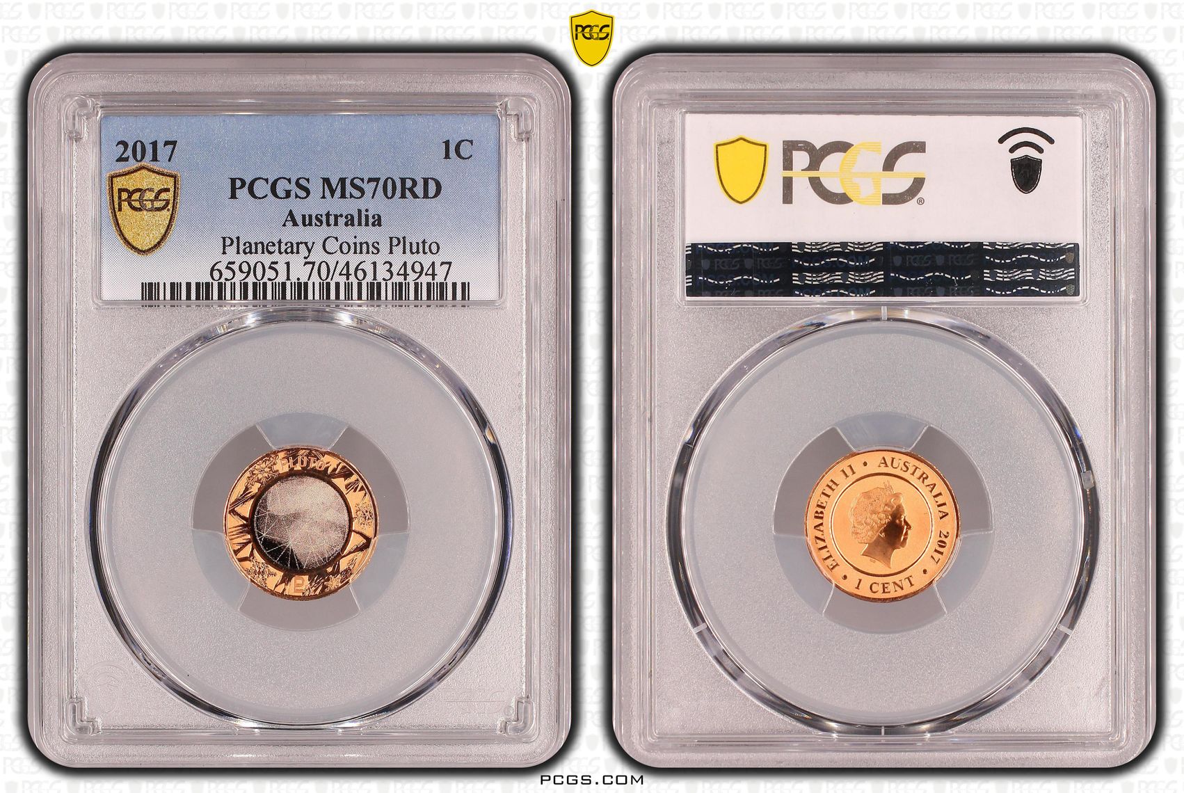 Planetary Coins Pluto, One Cent, 2017, PCGS MS70RD