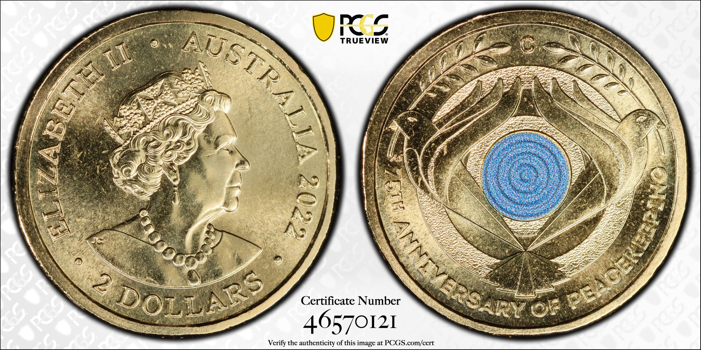 Peacekeeping Colourised, Two Dollar, 2022-C, PCGS MS68