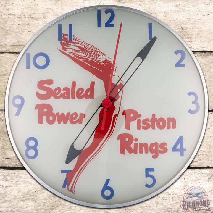 Sealed Power Piston Rings Lighted Advertising Clock
