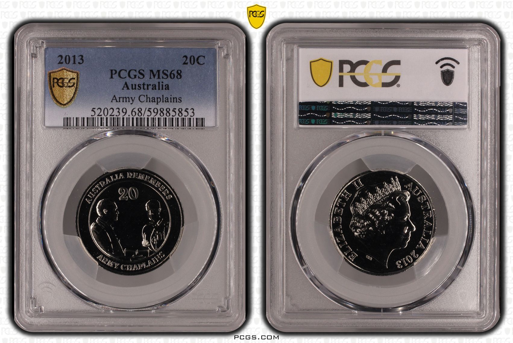Army Chaplains, Twenty Cent, 2013, PCGS MS68
