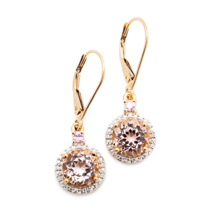 Morganite, Sapphire & Diamond 9ct Gold Earrings