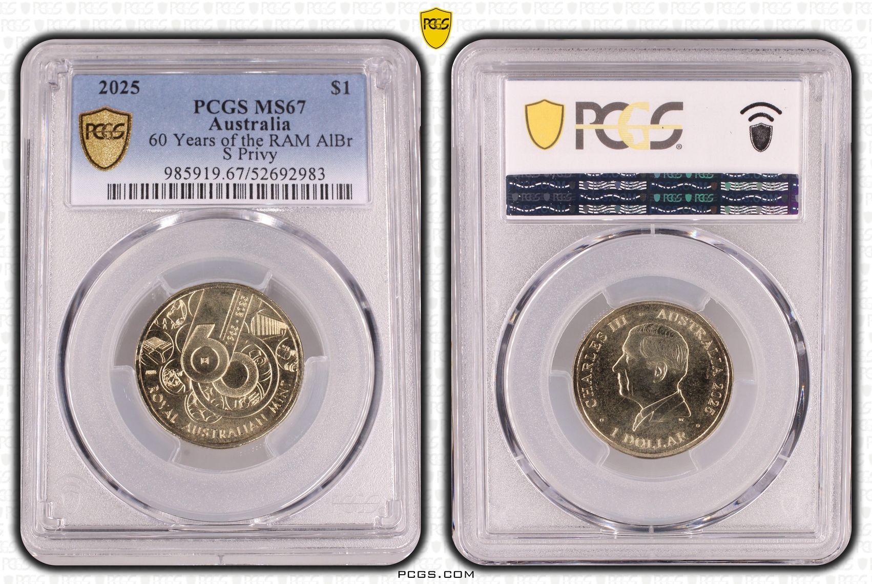 388 · 60 Years of the RAM AlBr Privy, One Dollar, 2025-S, PCGS MS67