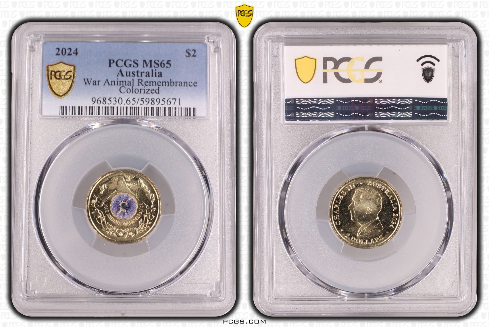 War Animal Remembrance Colorized, Two Dollar, 2024, PCGS MS65