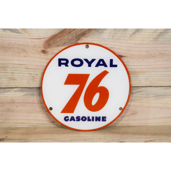 9" Royal 76 Gasoline (Union) Single Sided Porcelain Pump Sign TAC 9