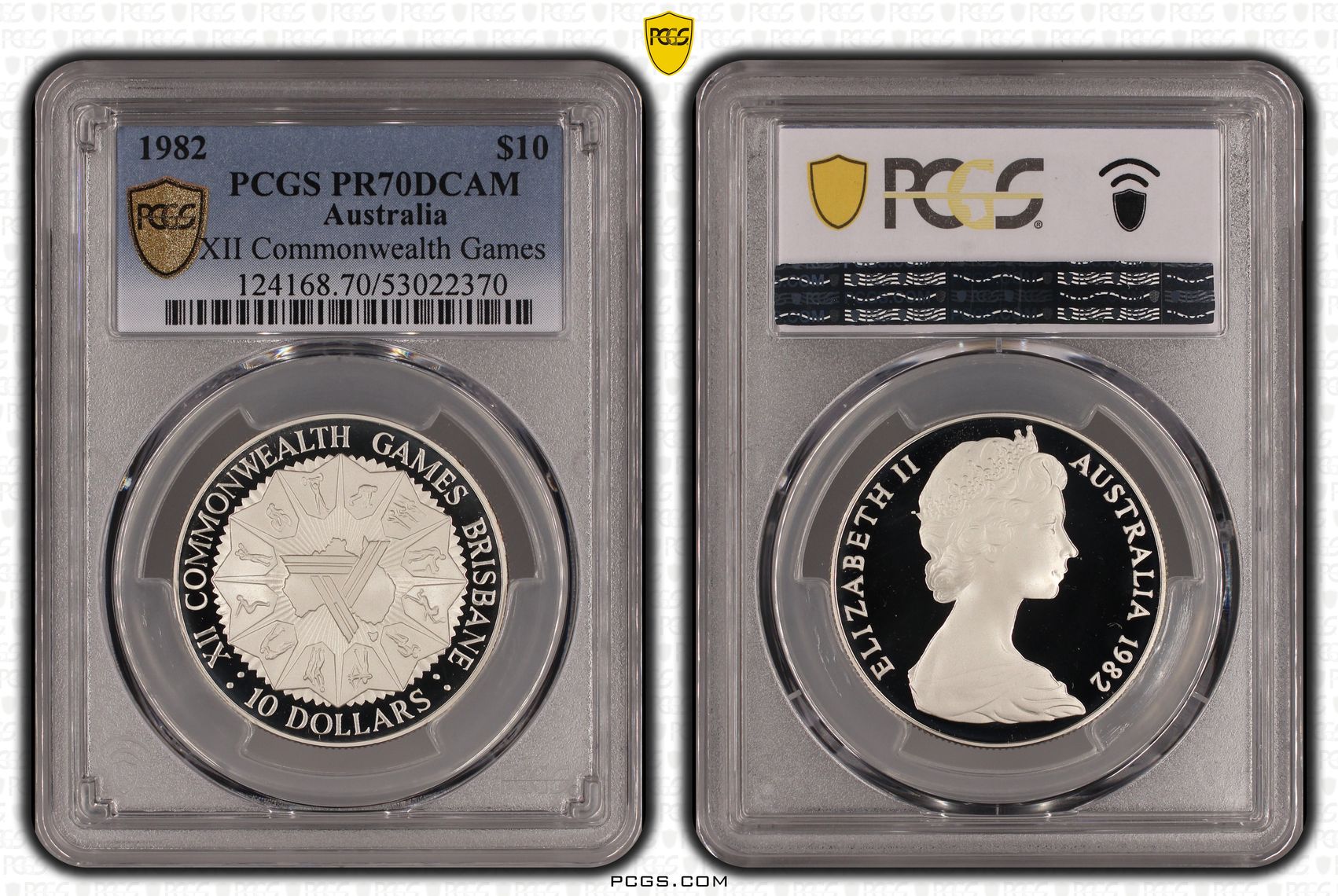 Elizabeth II, XII Commonwealth Games, Ten Dollar, 1982, PCGS PR70DCAM