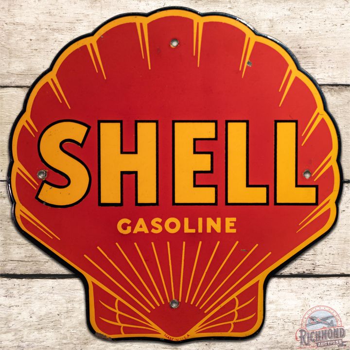 12" Shell Gasoline SSP Pump Plate Sign - 8.75