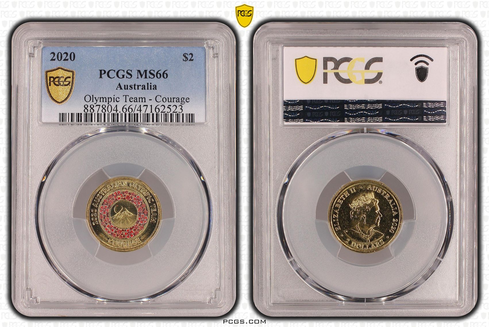 Elizabeth II, Olympic Team - Courage , Two Dollar, 2020, PCGS MS66