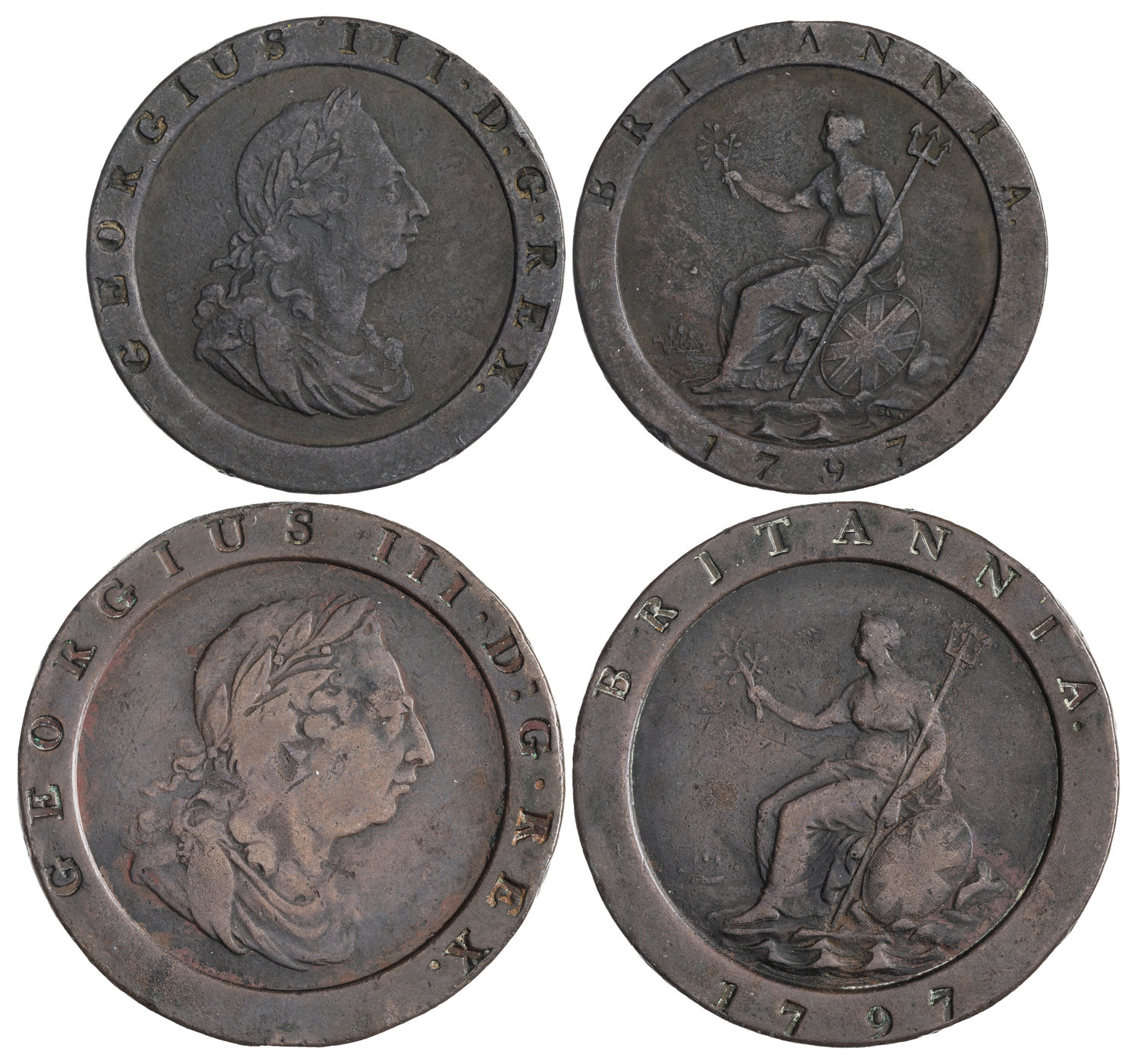 Great Britain, George III, One Penny - Two Pence, 1797, VG - aF