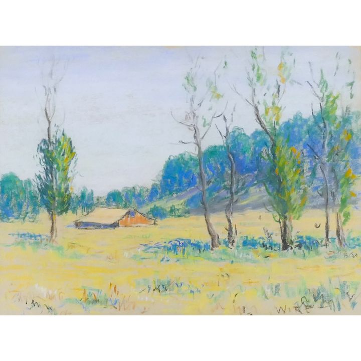 Melville Wire ''Summer Cabin'' Pastel on Paper Framed 22''x26''