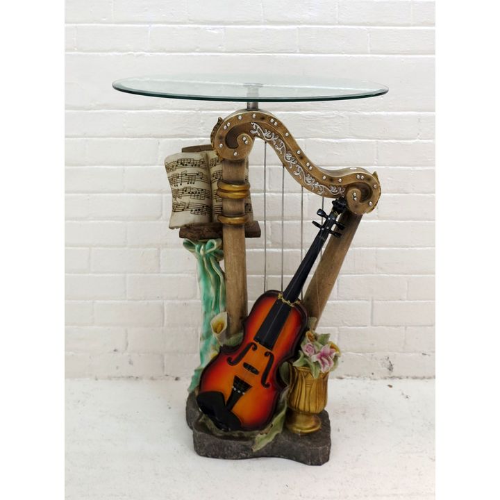 GLASS-TOP COMPOSITION LAMP TABLE