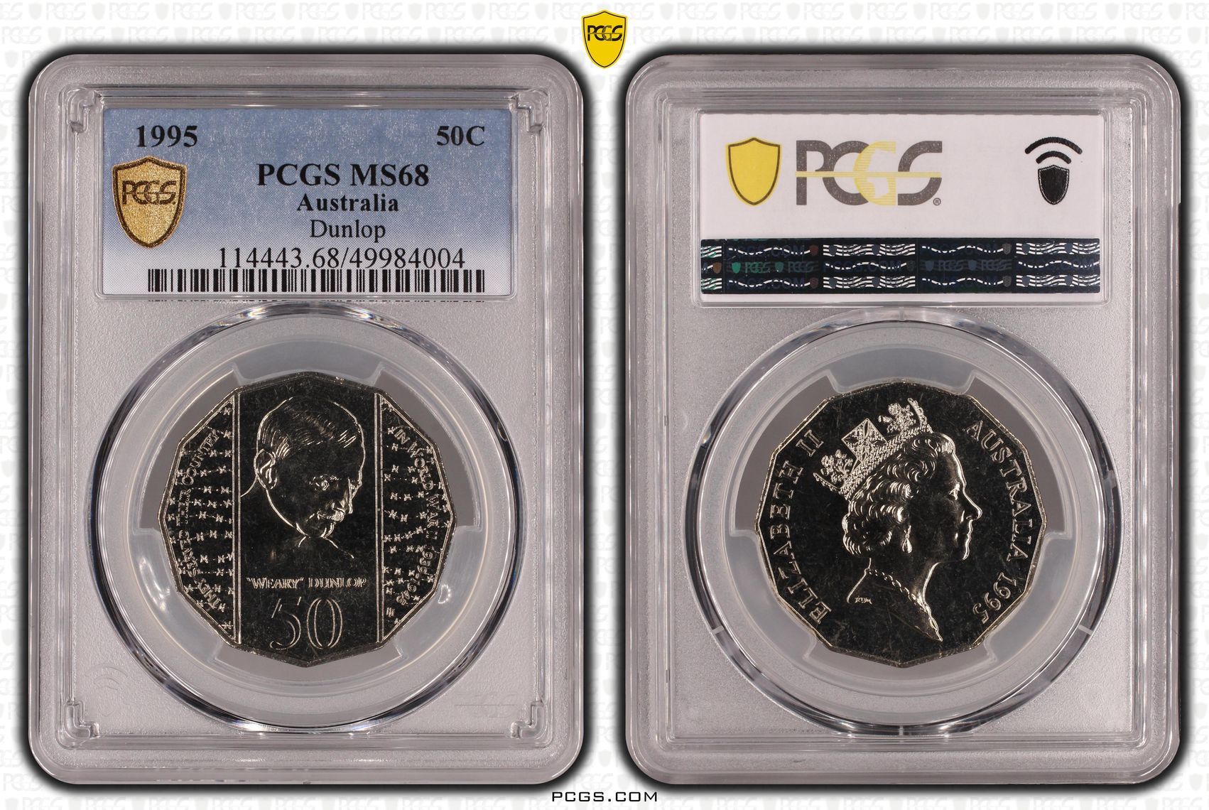 Dunlop , Fifty Cent, 1995, PCGS MS68