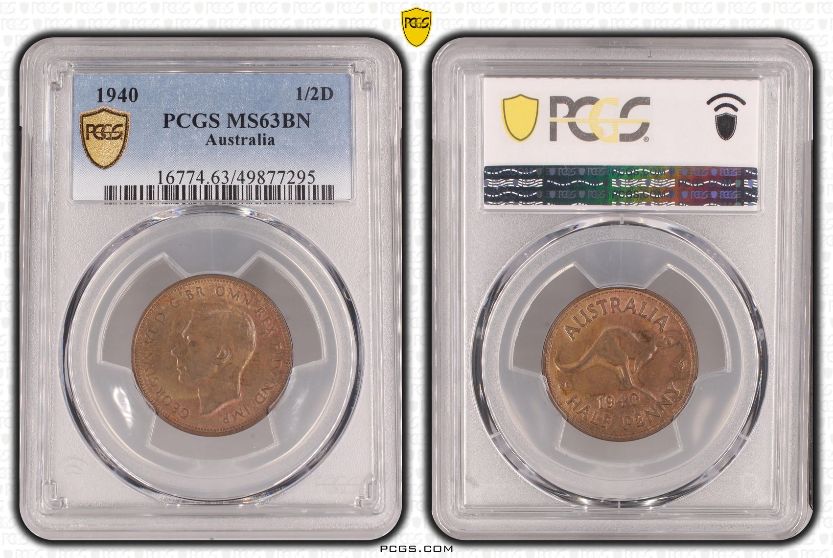 George VI, , Halfpenny, 1940, PCGS MS63BN