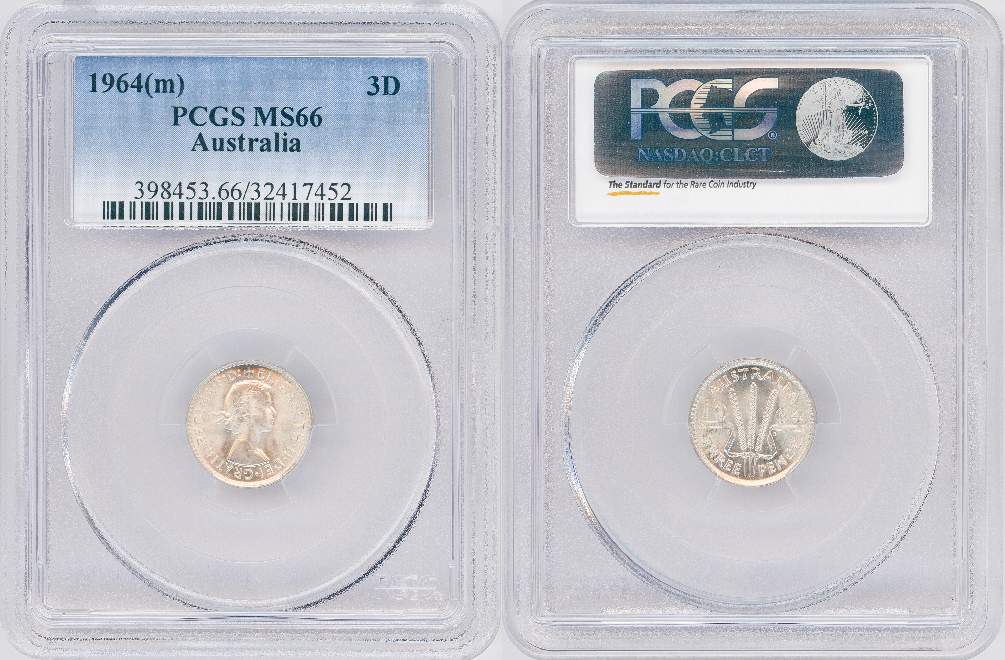 Elizabeth II, Threepence, 1964(m), PCGS MS66