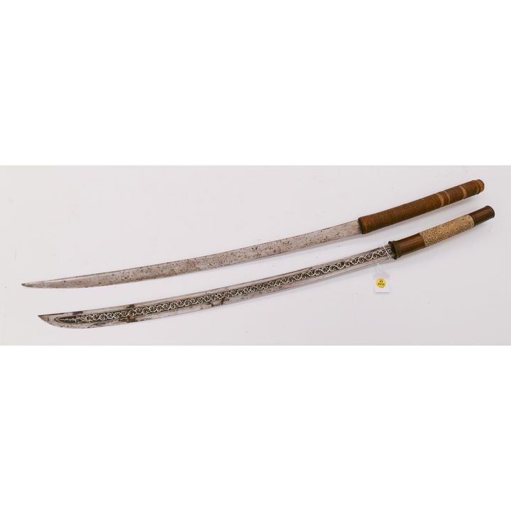 2pc Burmese Dha Swords- no scabbards- 34'' approx