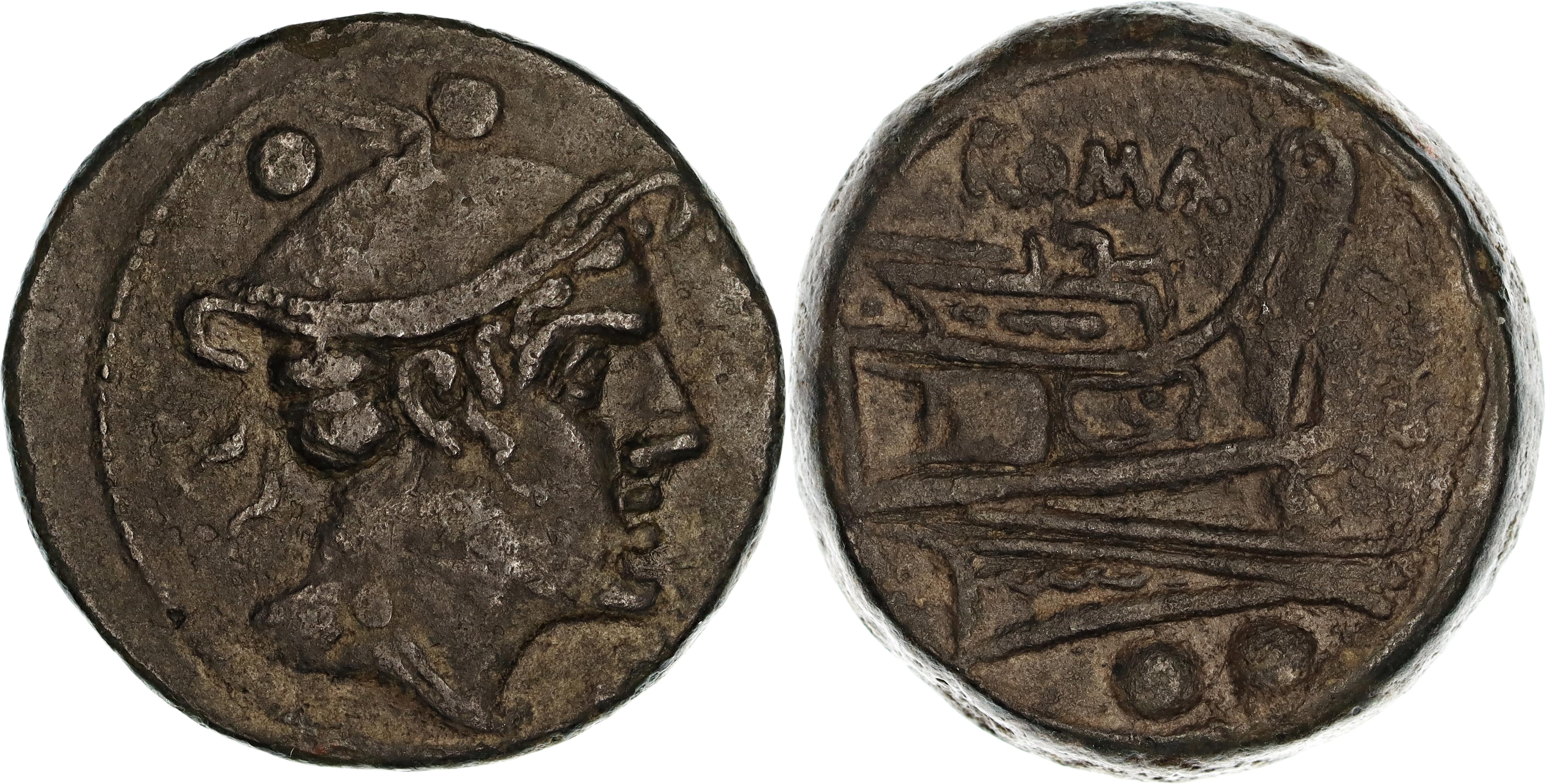 Roman Republic, Anonymous Coinage, Æ Sextans, 217-215 BC, gVF