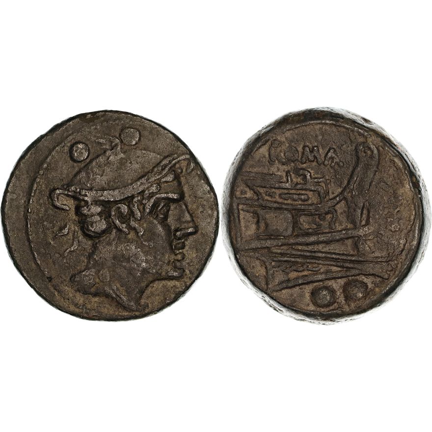 Roman Republic, Anonymous Coinage, Æ Sextans, 217-215 BC,  gVF