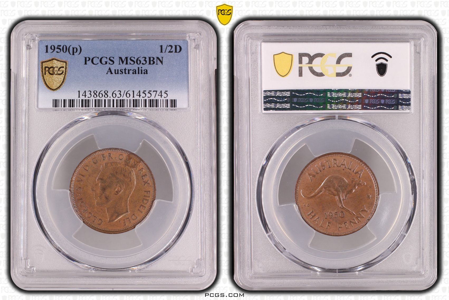 George VI, Halfpenny, 1950(p), PCGS MS63BN