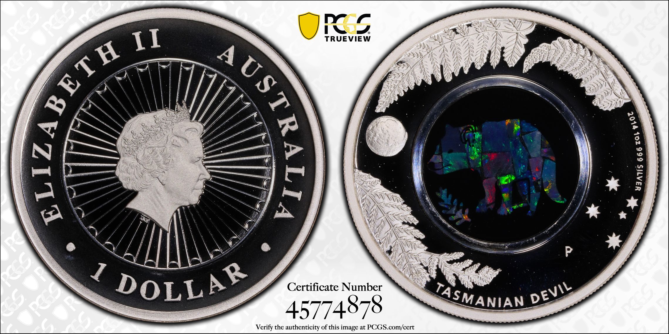 Tasmanian Devil - Opal , One Dollar, 2014-P, PCGS PR69DCAM