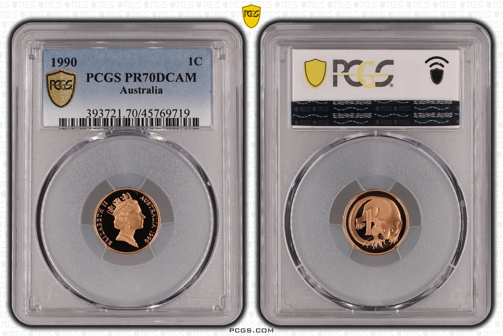 Elizabeth II, One Cent, 1990, PCGS PR70DCAM