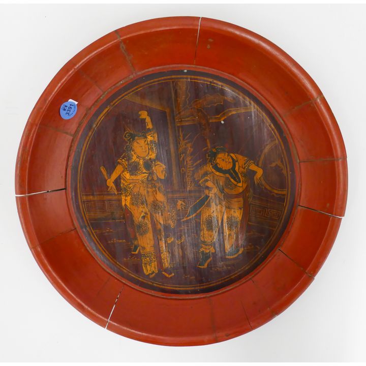 Antique Chinese Gilt Lacquered Tray 13'' Diameter