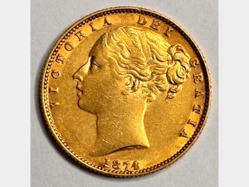 1874 VICTORIA MELBOURNE MINT SHIELD GOLD SOVEREIGN