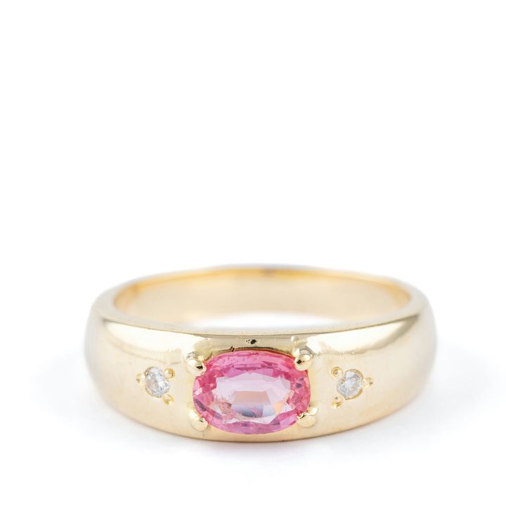 Pink Sapphire & Diamond Ring 18ct