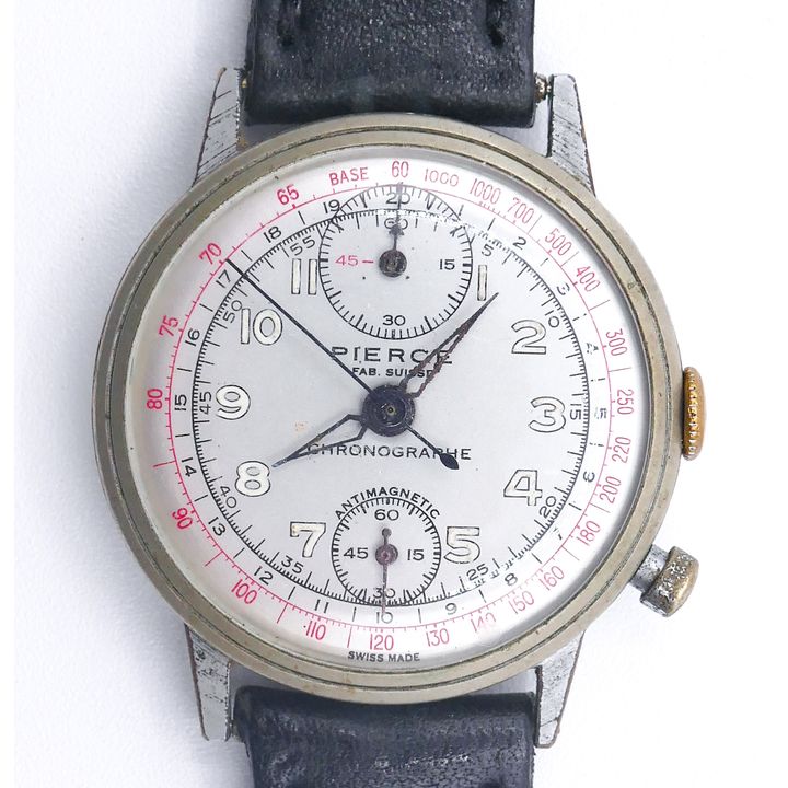 Vintage Men's Pierce Chronograph Silver Dial Wrist Watch