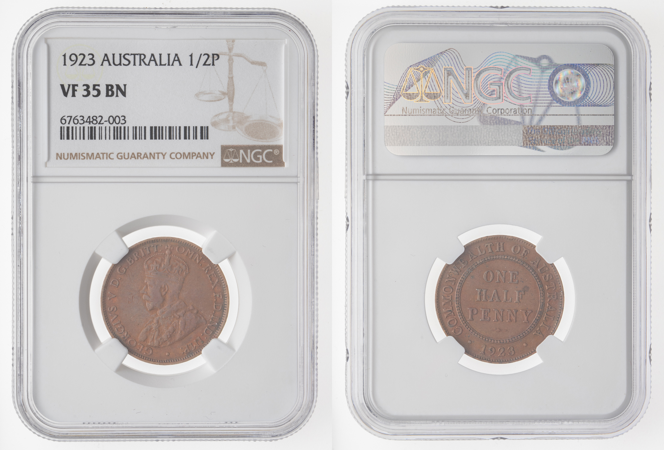 George V, Halfpenny, 1923, NGC VF 35 BN