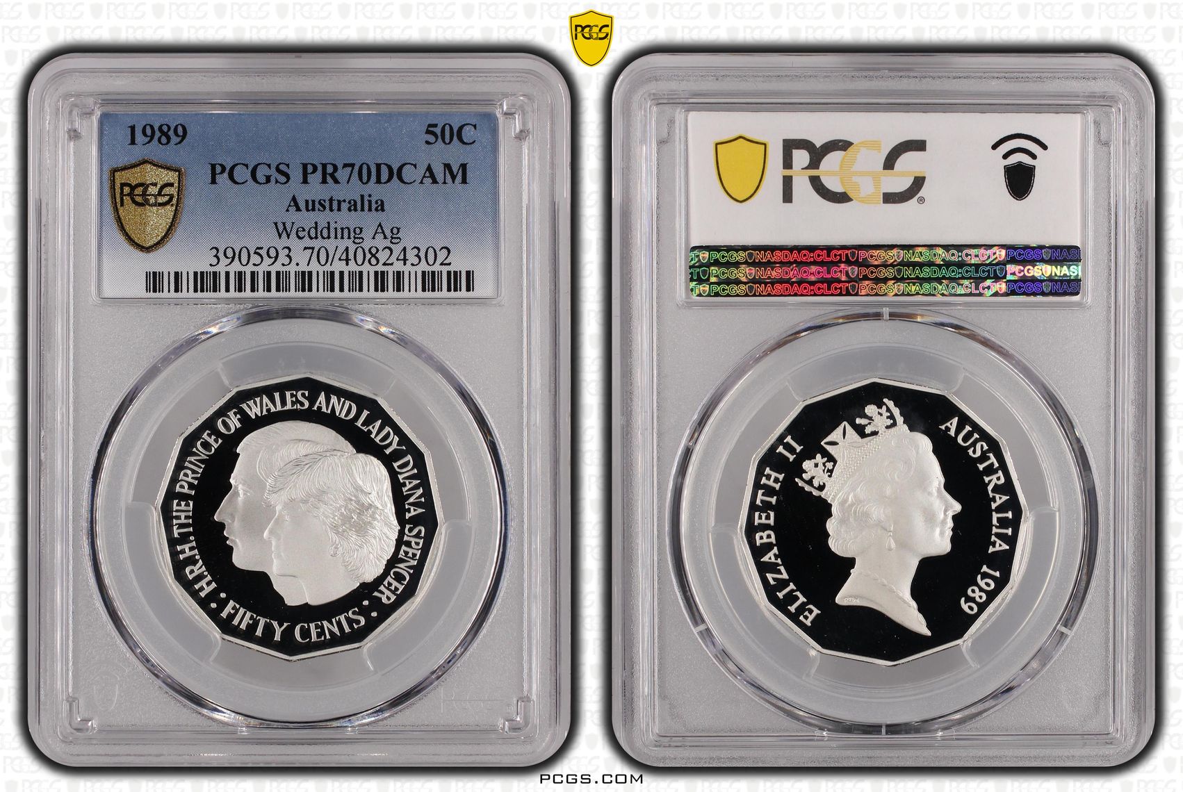 271 · 1989 Australia Fifty Cent, 50c Silver Wedding PCGS - PR70DCAM POP 31/0 -302
