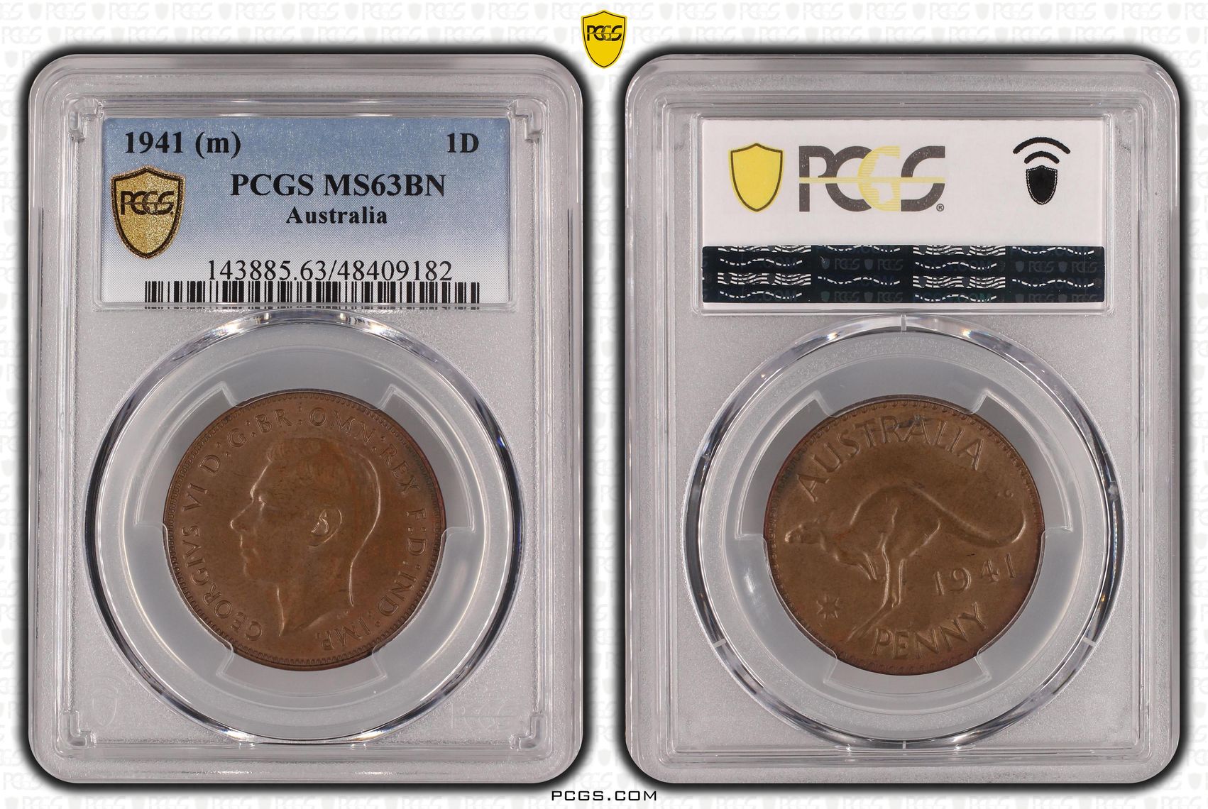 George VI, Penny, 1941, PCGS MS63BN