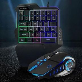 UYINWU ONE HAND WIRED GAMING KEYBOARD & GAMING MOUSE (NEW WITHOUT BOX) - 52055/13633