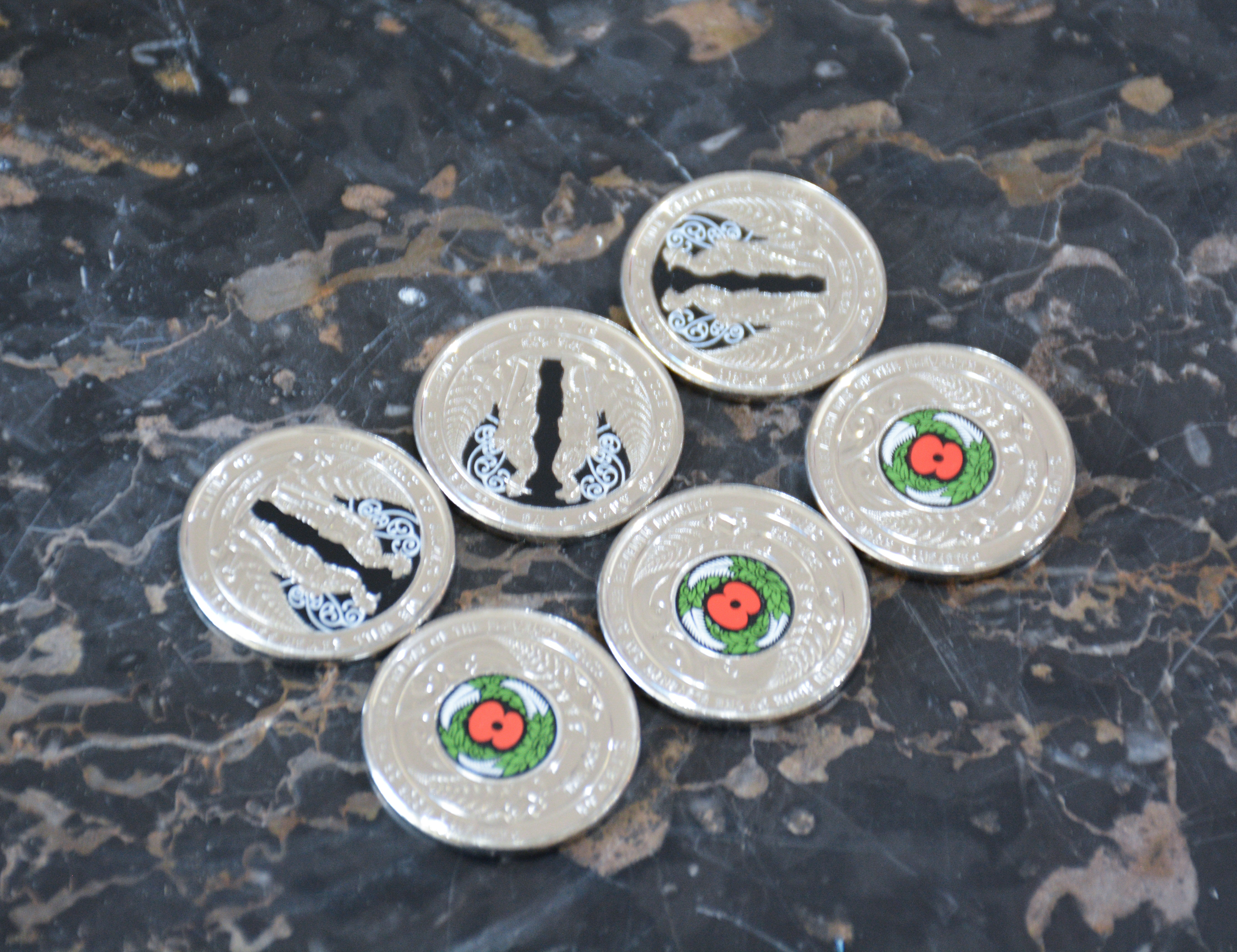 New Zealand 50c Coins x 6 - ANZAC/Armistace — sold at auction in New Zealand for $30