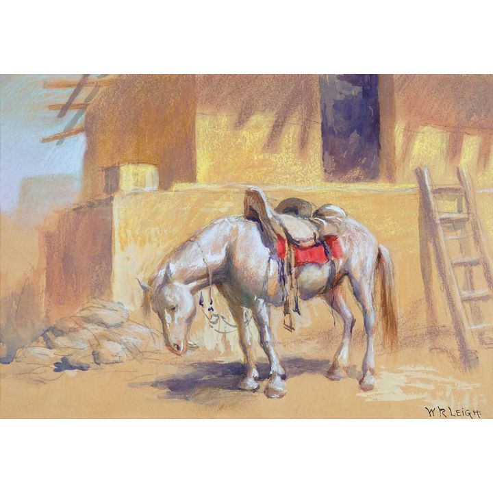 William R. Leigh (1866-1955), White Horse with Navajo Saddle