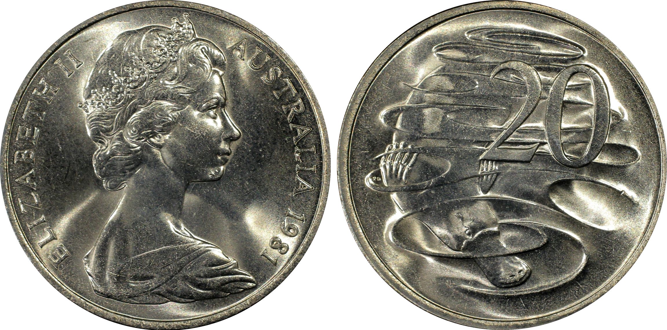 Elizabeth II, Twenty Cent, 1981, PCGS MS66