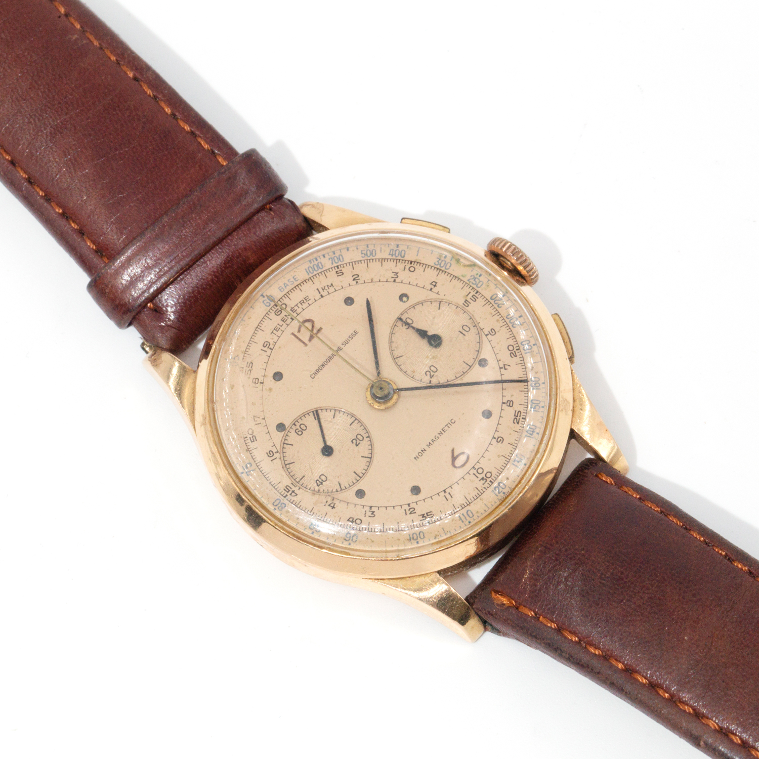 Chronographe Suisse Manual Chronograph Watch 38mm, c. 1940s-1950s