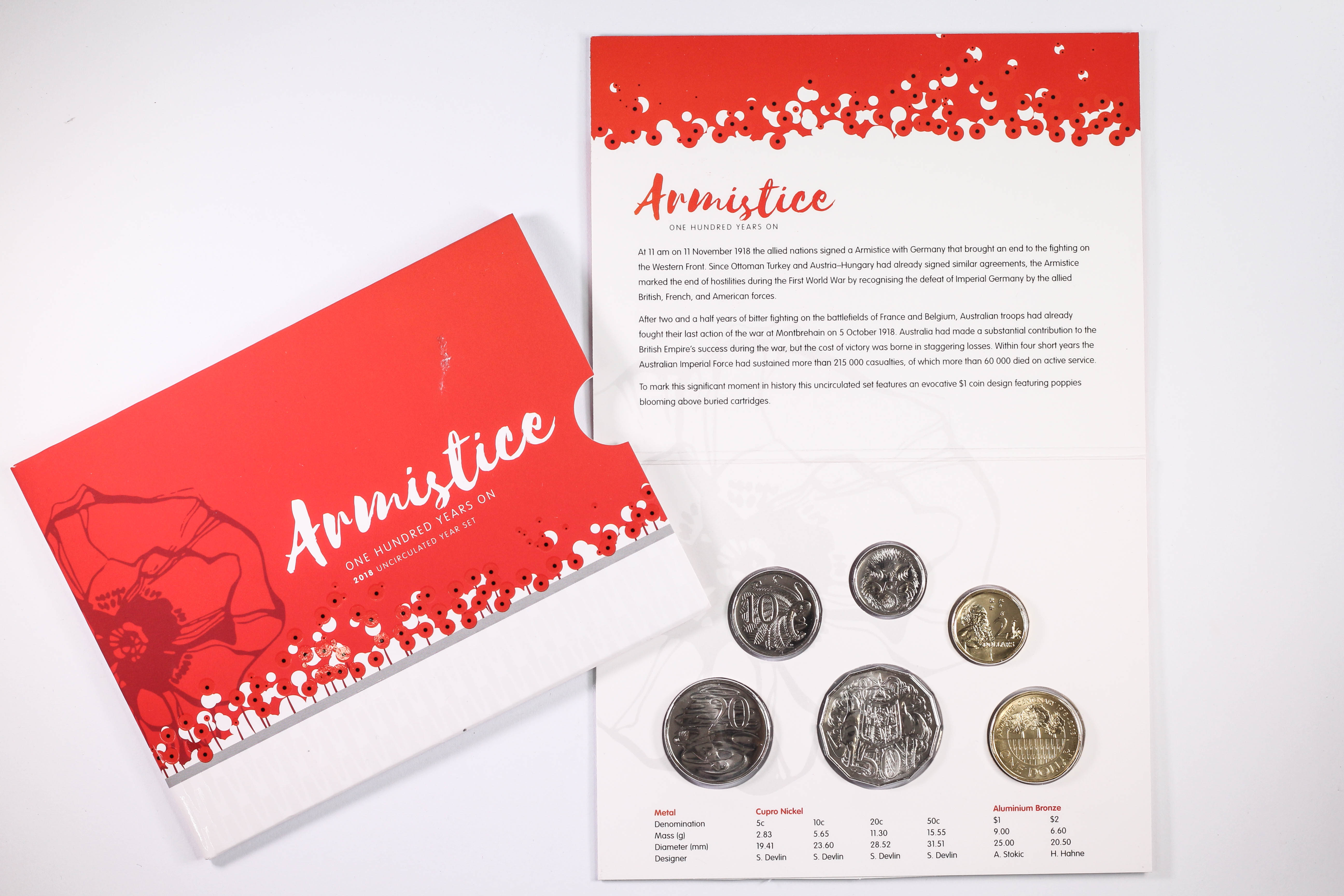2018 RAM 6 Coin Armistice 100 Years On Uncirculated Year Set - Carded