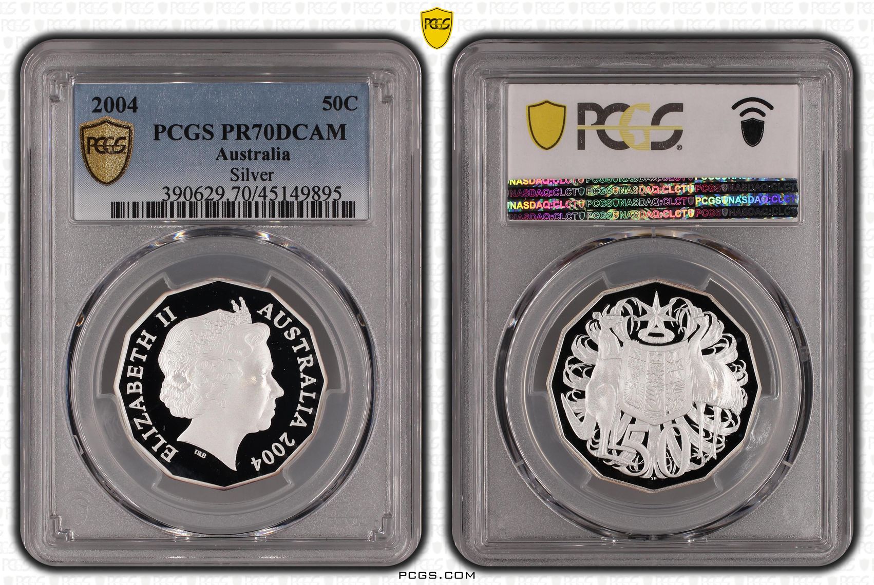 2004 Australia Fifty Cent, 50c Silver PCGS - PR70DCAM POP 11/0 -895