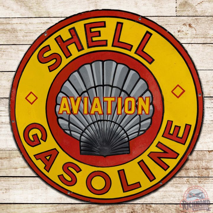 Shell Aviation Gasoline 30" Single Sided Porcelain Sign