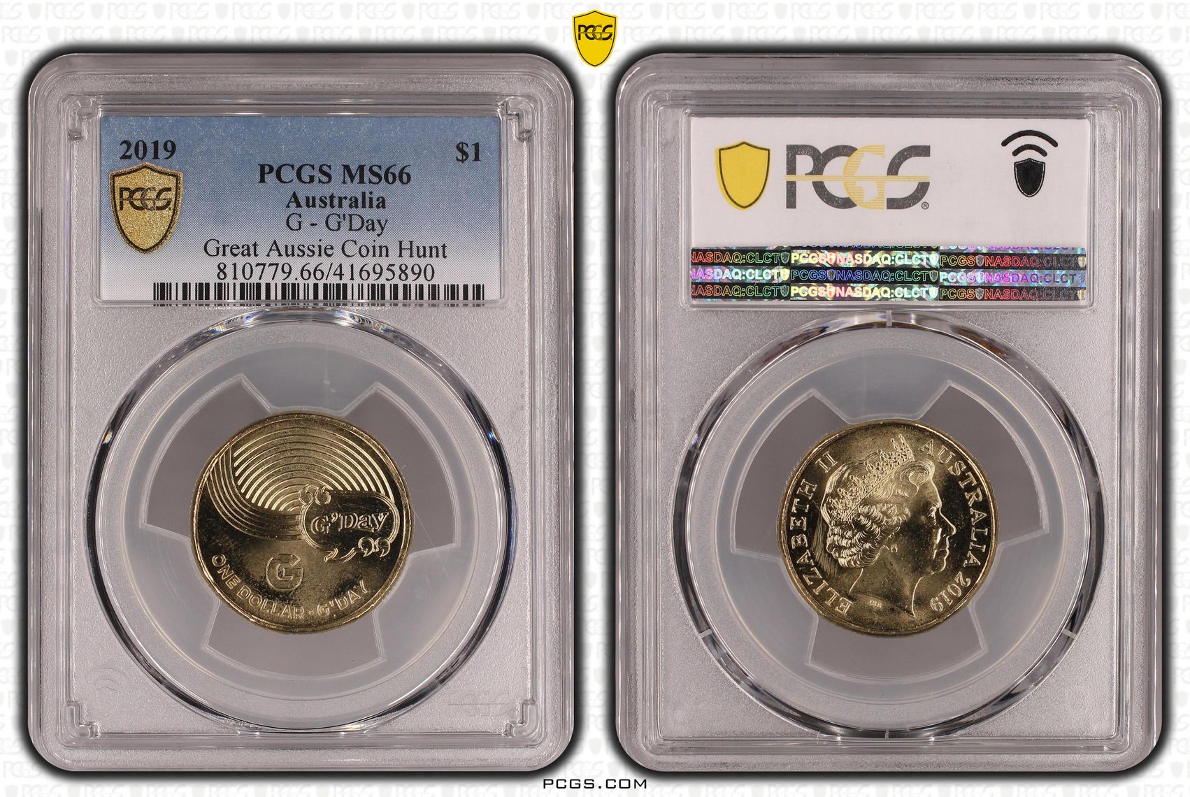 418 · 2019 Australia One Dollar, $1 G - G'Day - Great Aussie Coin Hunt PCGS - MS66 -890