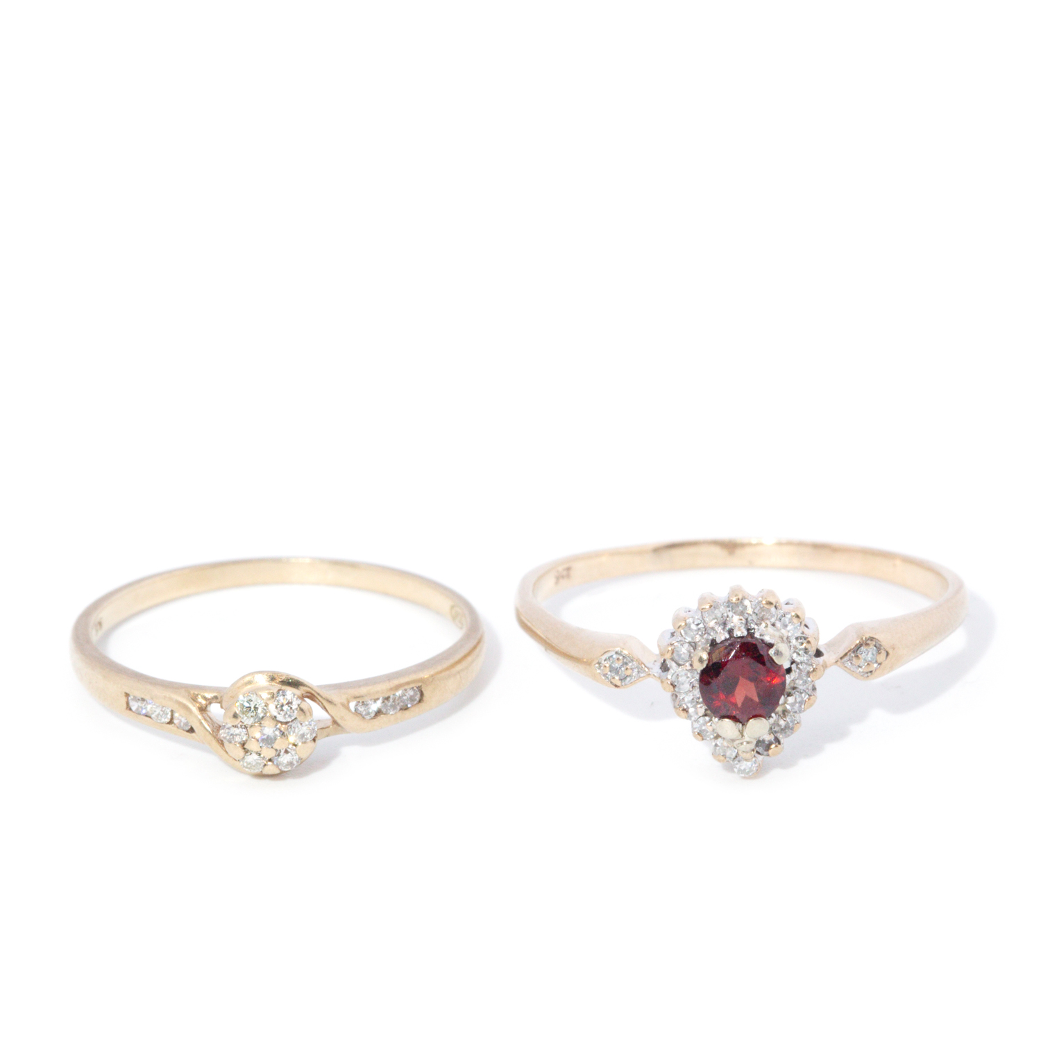 9ct Gold Garnet & Diamond Rings
