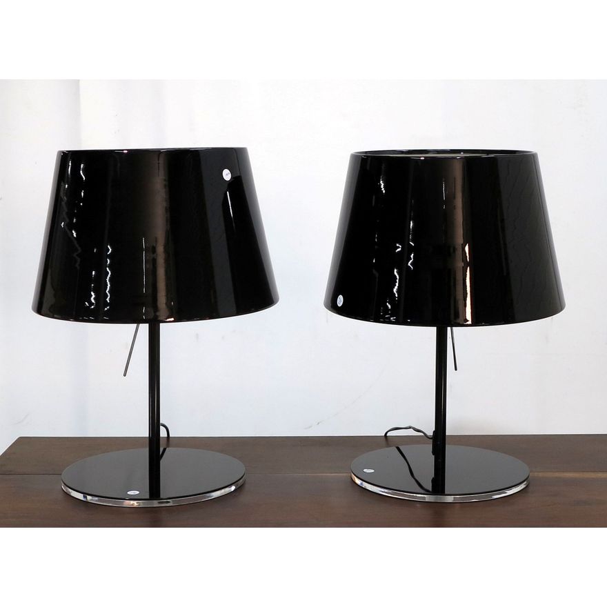 PAIR OF HEAVY SPAZIO LIGHTING METAL TABLE LAMPS