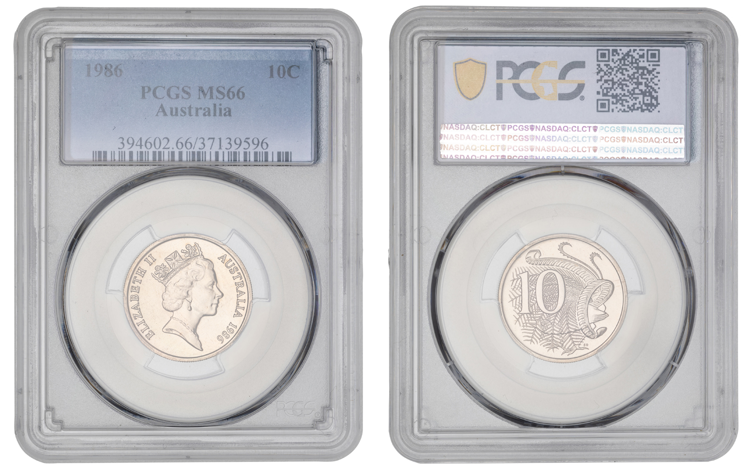 Elizabeth II, Ten Cent , 1986, PCGS MS66
