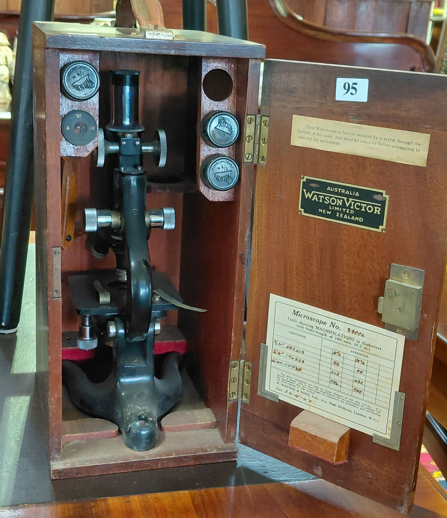 95 · AUSTRALIAN WATSONS VICTOR TABLE MICROSCOPE