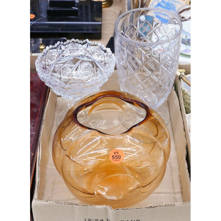 Box Cut Glass Compote Etc
