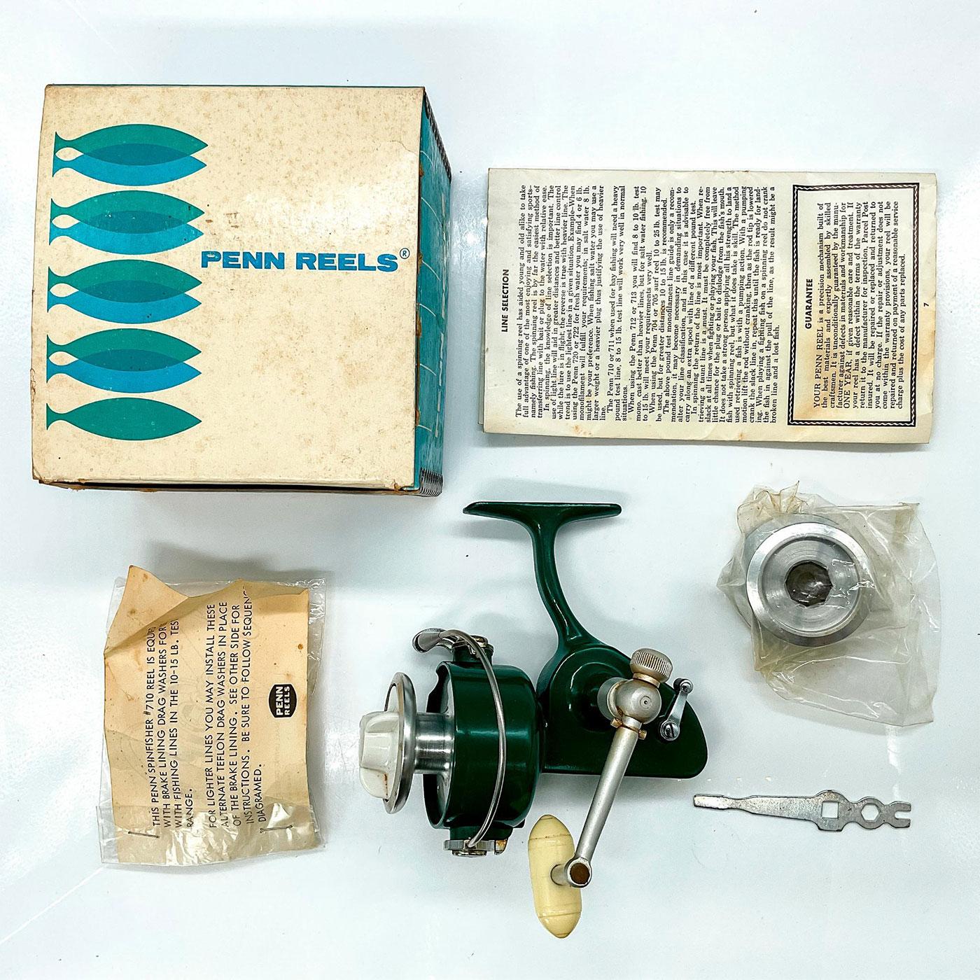 Vintage Penn 712 Greenie Spinning Reel with Box and Papers